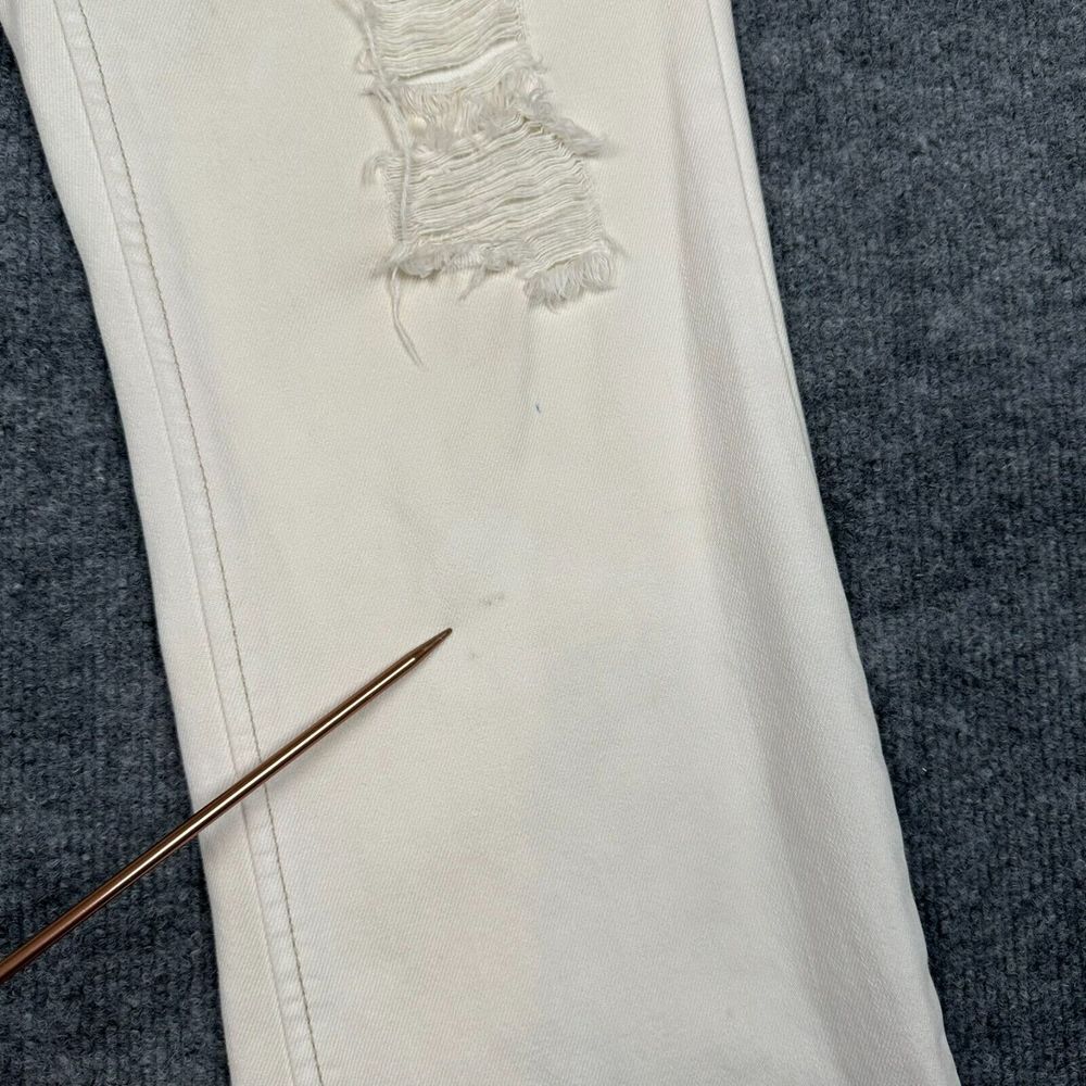 VTG Old Navy Jeans Womens 8 Ivory Denim Embroidered Y2K Ultra Low Waist Bootcut - Picture 4 of 15